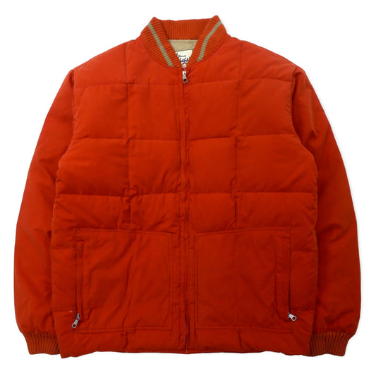 stussy OUTDOORS 90年代 ダウンジャケット M オレンジ ナイロン ワンポイントロゴ刺繍 ビッグサイズ