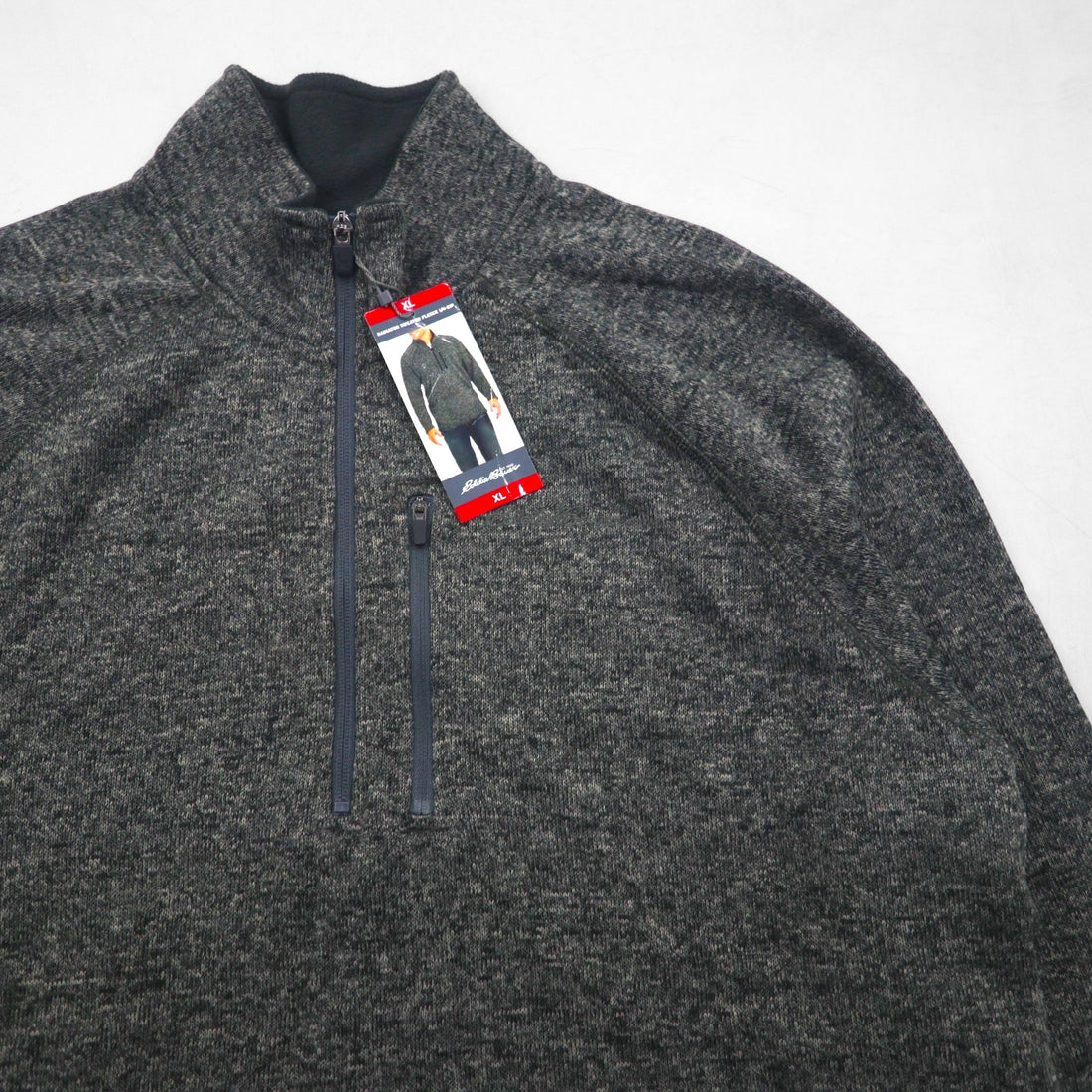 Eddie Bauer Radiator Sweater Fleece 1/4 Zip Half-Zip Fleece Jacket, Size XL, Gray, Unused