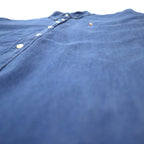 Ralph Lauren 90s Indigo Denim Button Down Shirt Size 17 34/35 Blue Cotton YARMOUTH Small Pony Embroidery