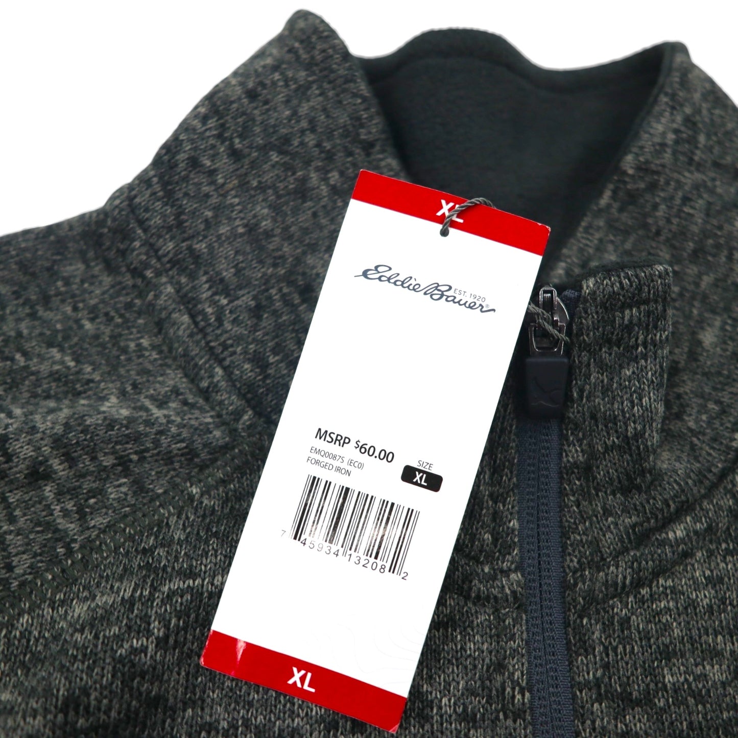 Eddie Bauer Radiator Sweater Fleece 1/4 Zip Half-Zip Fleece Jacket, Size XL, Gray, Unused