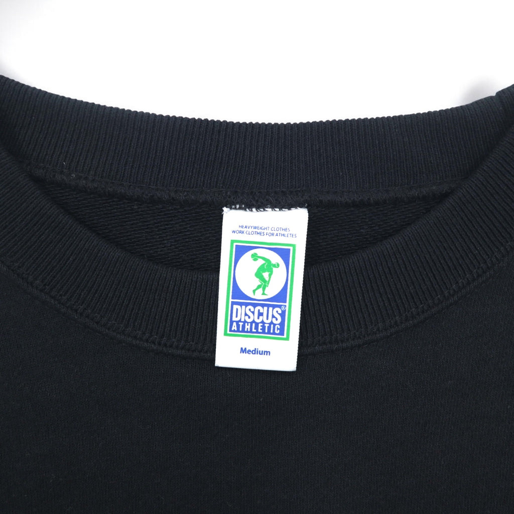 DISCUS ATHLETIC Crewneck Sweatshirt M Black Cotton Logo Print