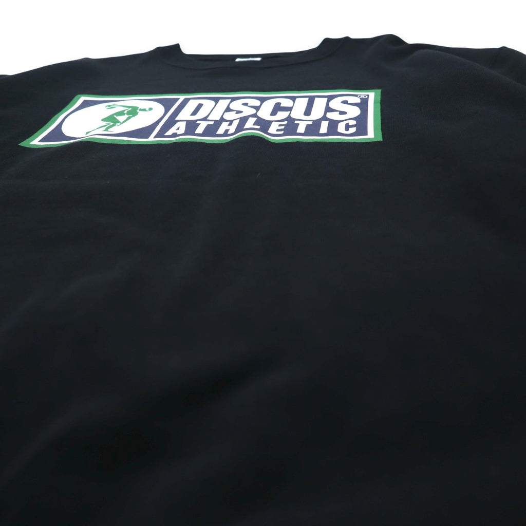 DISCUS ATHLETIC Crewneck Sweatshirt M Black Cotton Logo Print