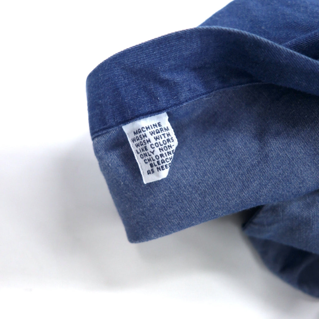 Ralph Lauren 90s Indigo Denim Button Down Shirt Size 17 34/35 Blue Cotton YARMOUTH Small Pony Embroidery