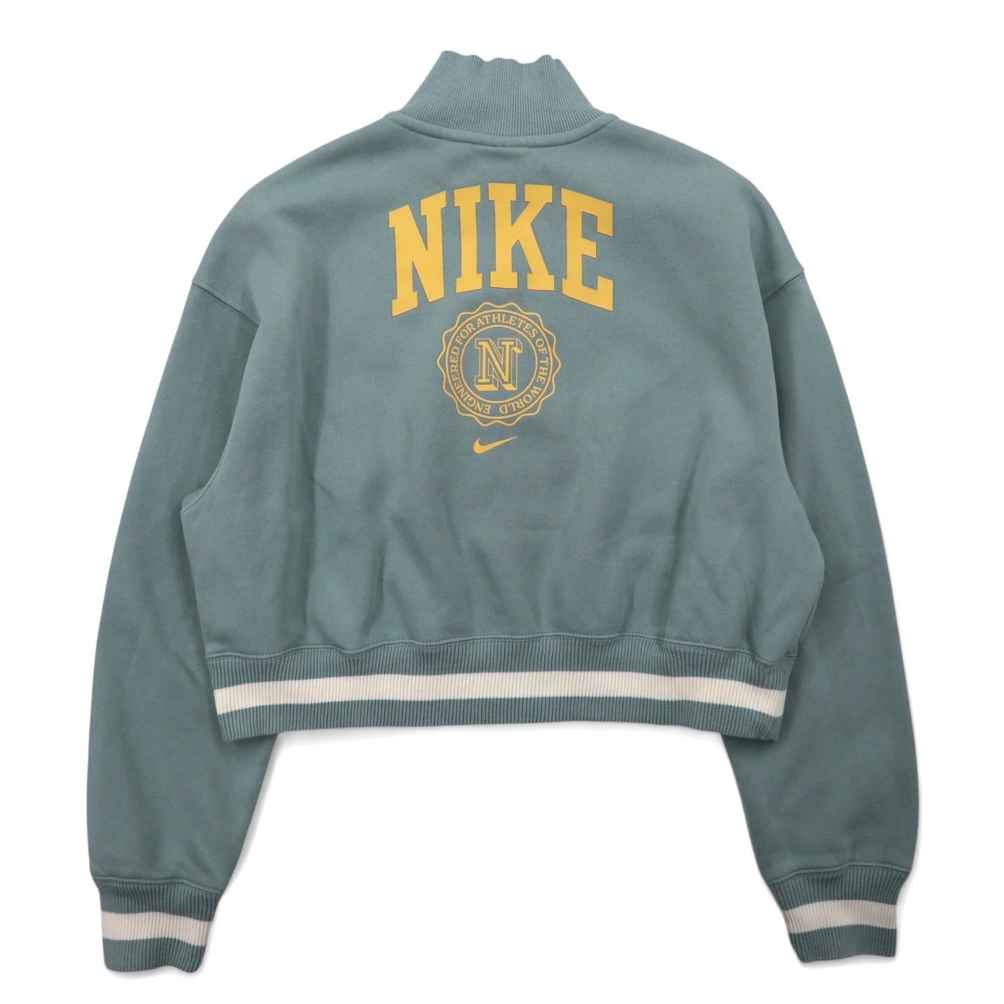 NIKE ショート丈 クロップド ハーフジップスウェット S グレー コットン 刺繍 Sportswear Phoenix fleece heritage oversized FJ1819-013