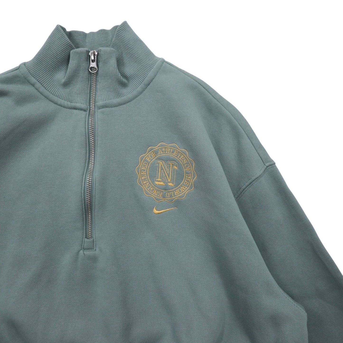 NIKE ショート丈 クロップド ハーフジップスウェット S グレー コットン 刺繍 Sportswear Phoenix fleece heritage oversized FJ1819-013