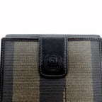 FENDI Bifold Wallet Compact Wallet Pecan Pattern Black Khaki Leather PVC Old 2251-01695-078 Made in Italy