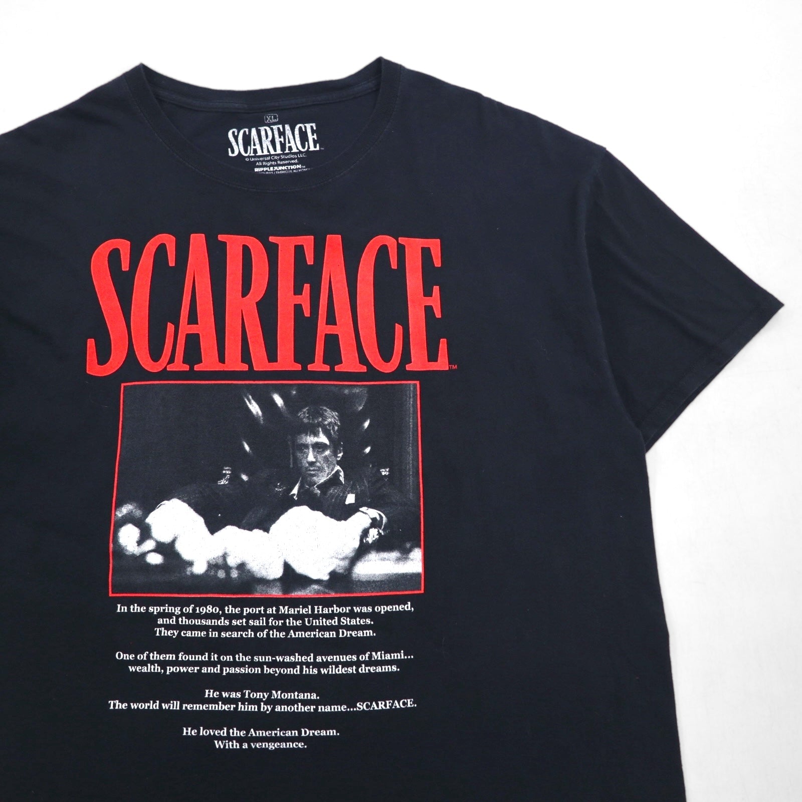 SCARFACE Movie T-Shirt Size XL Black Cotton Al Pacino RIPPLE
