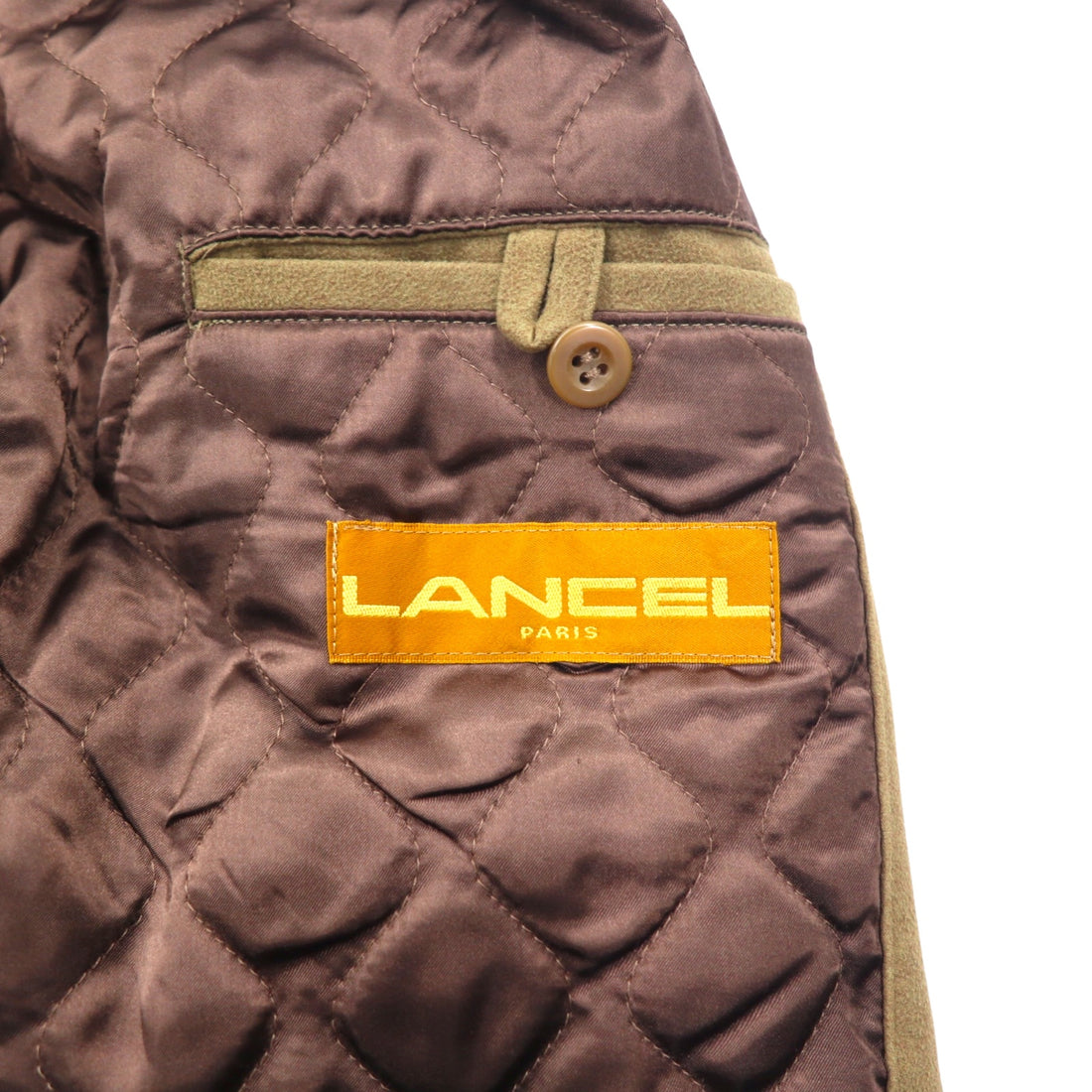 LANCEL Old Different Material Flight Jacket Bomber Jacket Blouson M Brown Polyester Retractable Hood Made in Japan