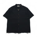 Tommy Bahama Silk Short Sleeve Open Collar Shirt, XL, Black, with Back Logo Embroidery