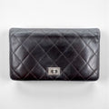 CHANEL 2.55 Line Matelasse Long Wallet Black Leather Quilted Made in France