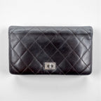 CHANEL 2.55 Line Matelasse Long Wallet Black Leather Quilted Made in France