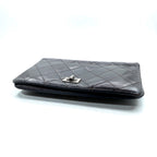 CHANEL 2.55 Line Matelasse Long Wallet Black Leather Quilted Made in France