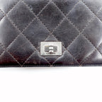 CHANEL 2.55 Line Matelasse Long Wallet Black Leather Quilted Made in France