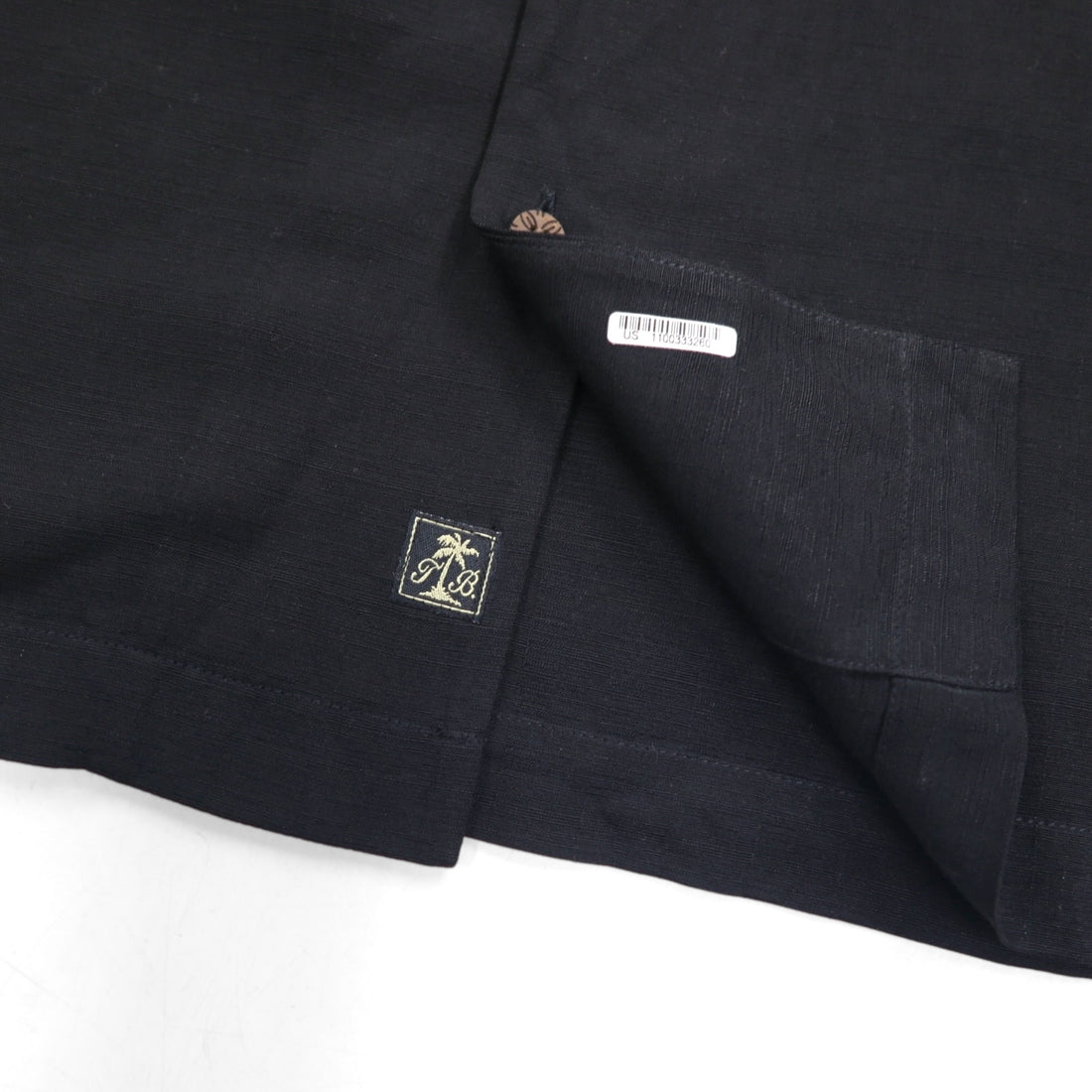 Tommy Bahama Silk Short Sleeve Open Collar Shirt, XL, Black, with Back Logo Embroidery