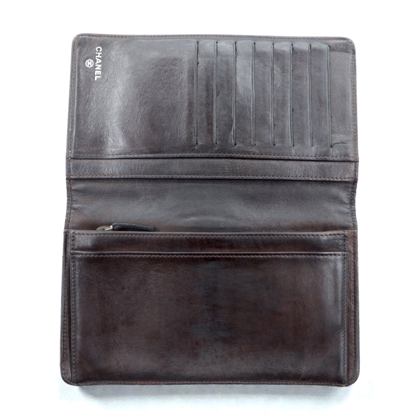 CHANEL 2.55 Line Matelasse Long Wallet Black Leather Quilted Made in France