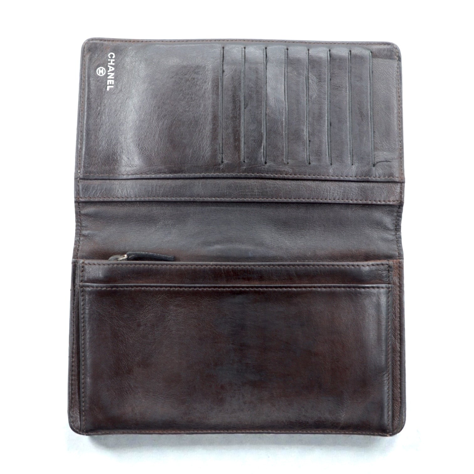 CHANEL 2.55 Line Matelasse Long Wallet Black Leather Quilted Made in France