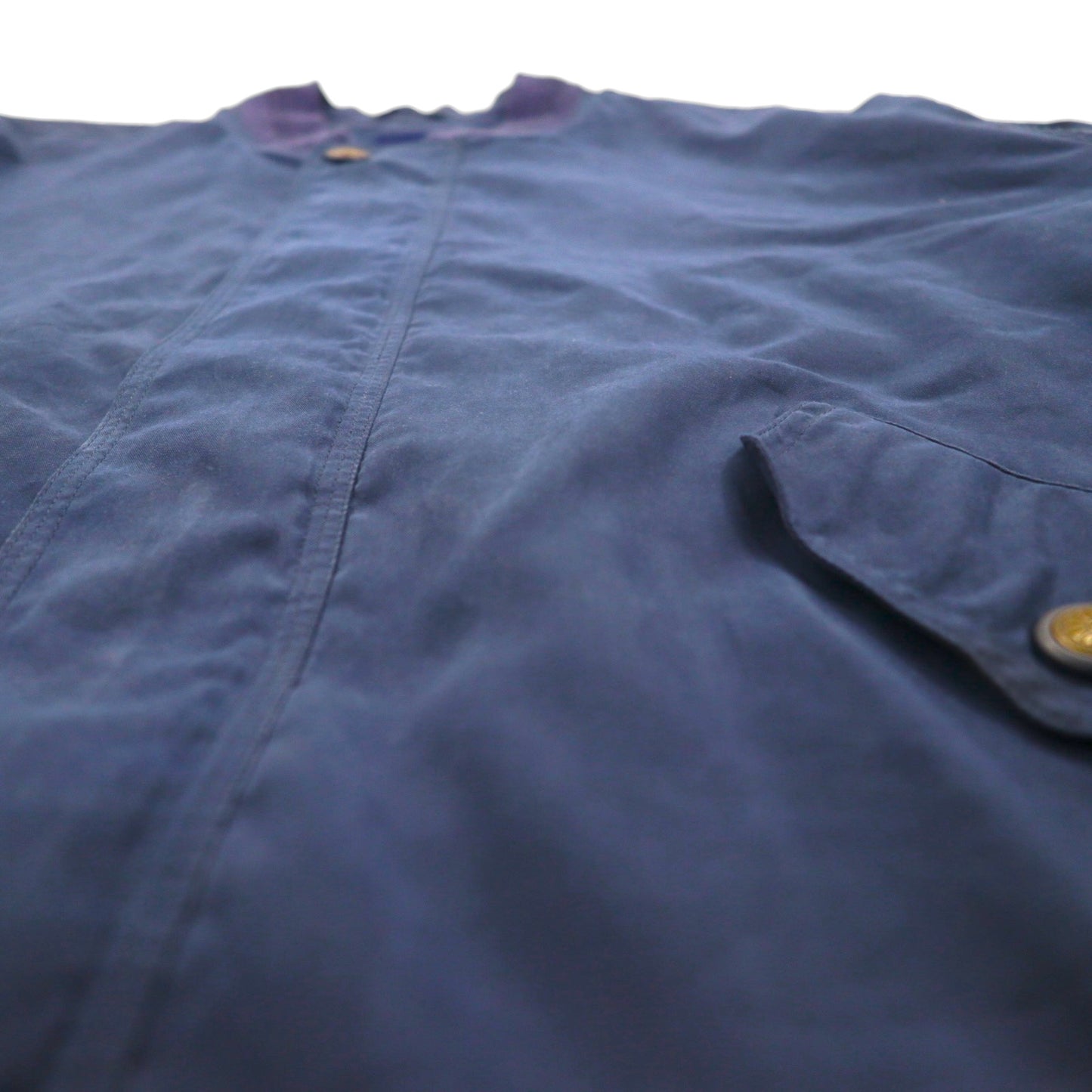 90s Vintage Bomber Jacket, 90s Peach Skin Swing Top Harrington Jacket, Navy, XL, Laurent Cerrer