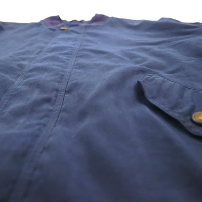 90s Vintage Bomber Jacket, 90s Peach Skin Swing Top Harrington Jacket, Navy, XL, Laurent Cerrer