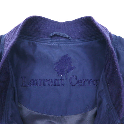 90s Vintage Bomber Jacket, 90s Peach Skin Swing Top Harrington Jacket, Navy, XL, Laurent Cerrer