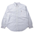 日本然リトテ-古着オンライン-Ralph Lauren 90年代 オックスフォード ボタンダウンシャツ XL ブルー ストライプ コットン CLASSIC FIT スモールポニー 刺繍-Ralph Lauren 90's Oxford button-down Shirts XL Blue Striped Cotton CLASSIC FIT Small Pony Embroidery