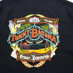 Tommy Bahama Silk Short Sleeve Open Collar Shirt, XL, Black, with Back Logo Embroidery