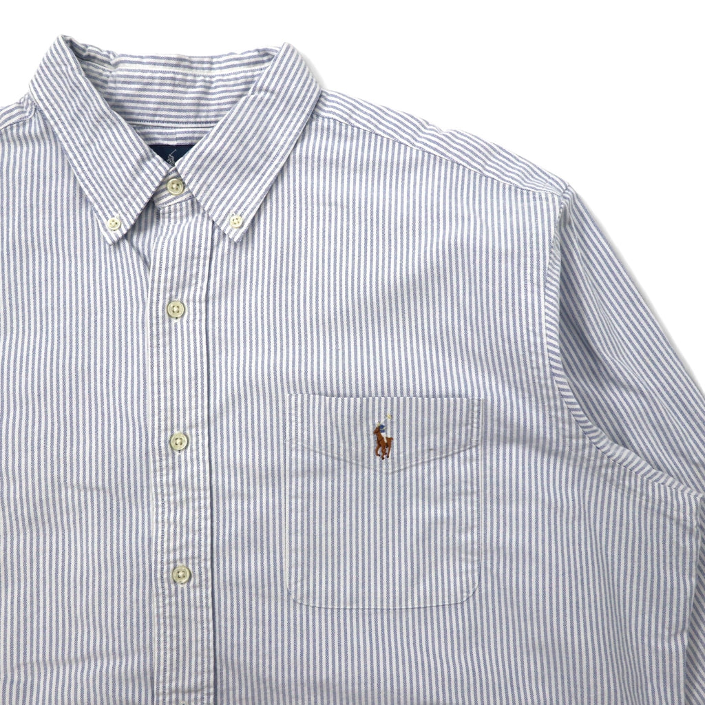 Ralph Lauren 90s Oxford Button-Down Shirt, XL, Blue, Striped, Cotton, Classic Fit, Small Pony Embroidery