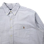 Ralph Lauren 90s Oxford Button-Down Shirt, XL, Blue, Striped, Cotton, Classic Fit, Small Pony Embroidery