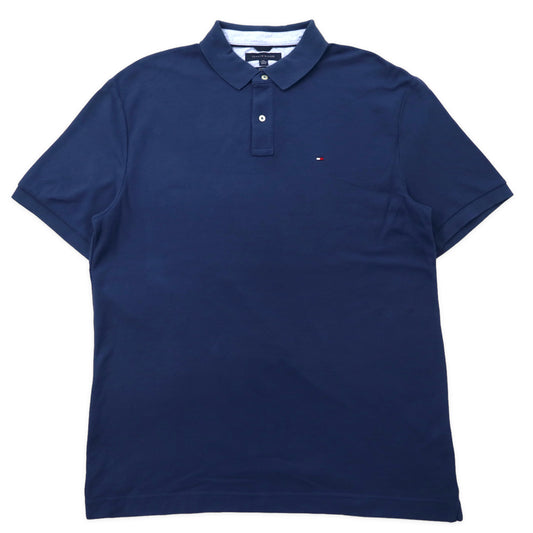 日本然リトテ-古着オンライン-TOMMY HILFIGER ポロシャツ XXL ネイビー コットン CUSTOM FIT ワンポイントロゴ ビッグサイズ-TOMMY HILFIGER Polo Shirt XXL Navy Cotton Custom Fit One Point Logo Big Size