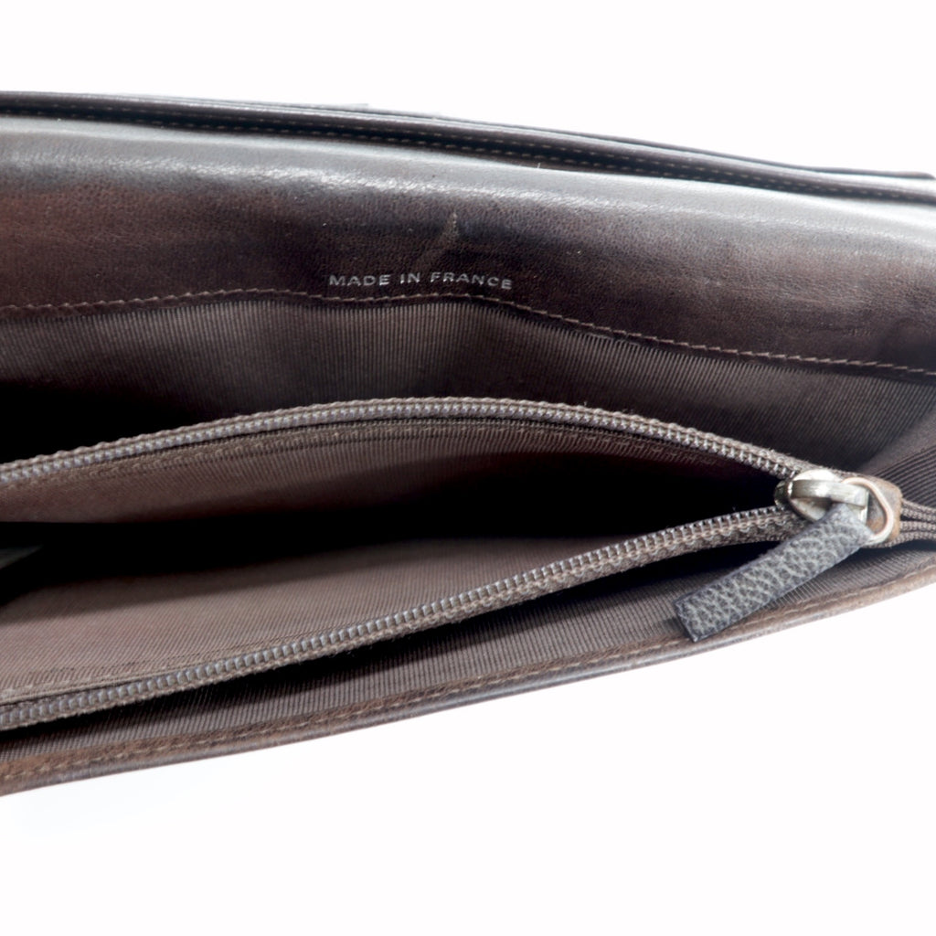 CHANEL 2.55 Line Matelasse Long Wallet Black Leather Quilted Made in France