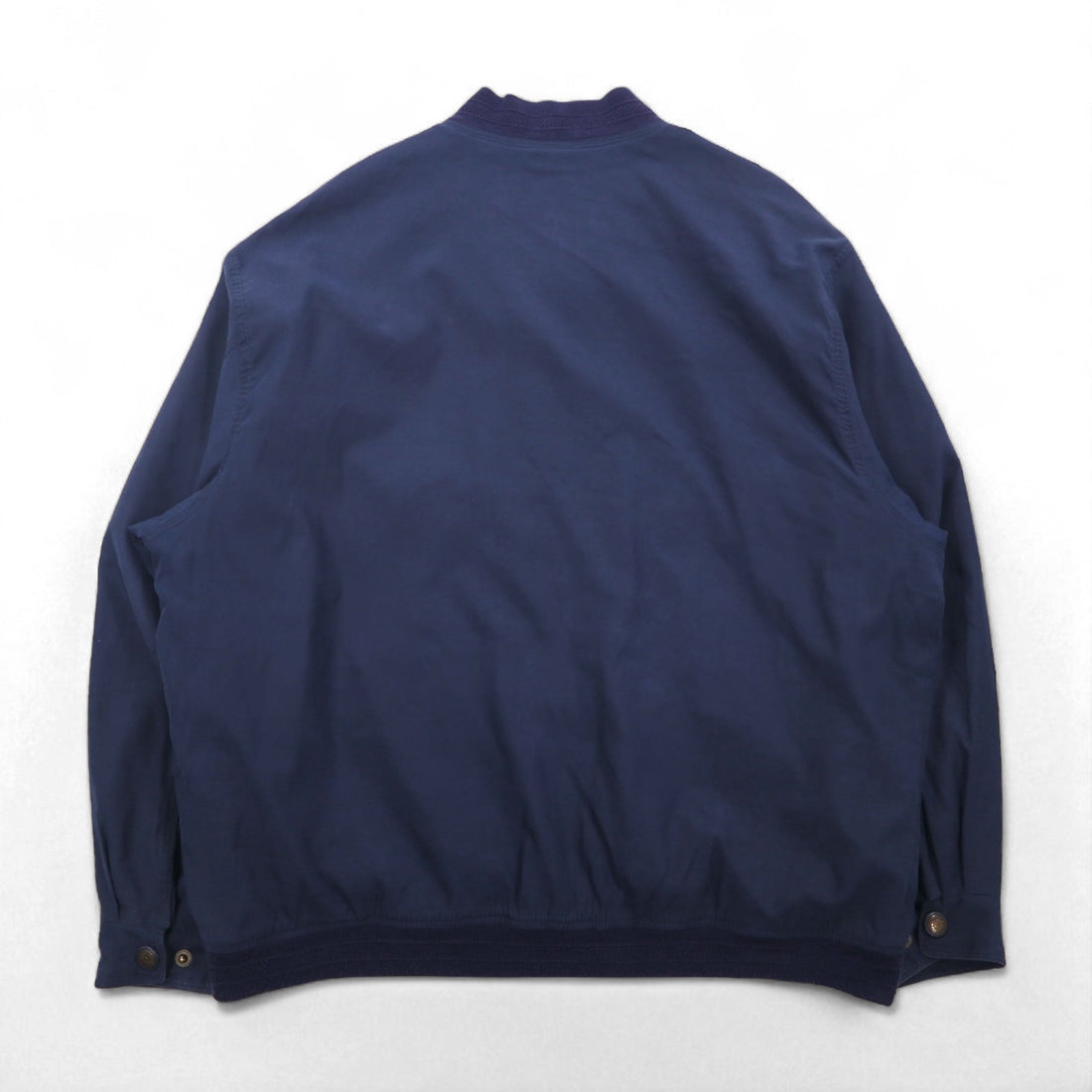 90s Vintage Bomber Jacket, 90s Peach Skin Swing Top Harrington Jacket, Navy, XL, Laurent Cerrer