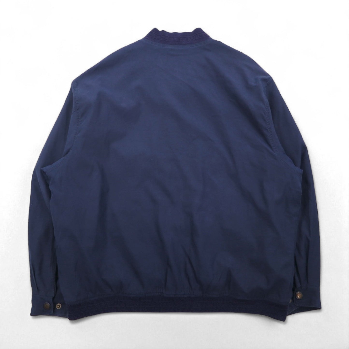 90s Vintage Bomber Jacket, 90s Peach Skin Swing Top Harrington Jacket, Navy, XL, Laurent Cerrer