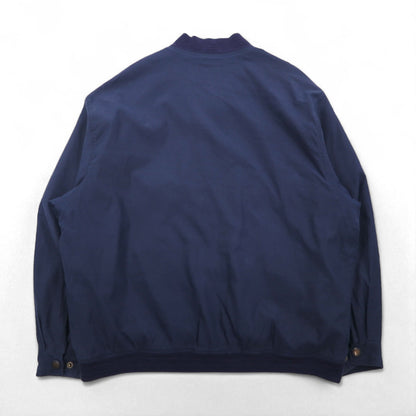 90s Vintage Bomber Jacket, 90s Peach Skin Swing Top Harrington Jacket, Navy, XL, Laurent Cerrer