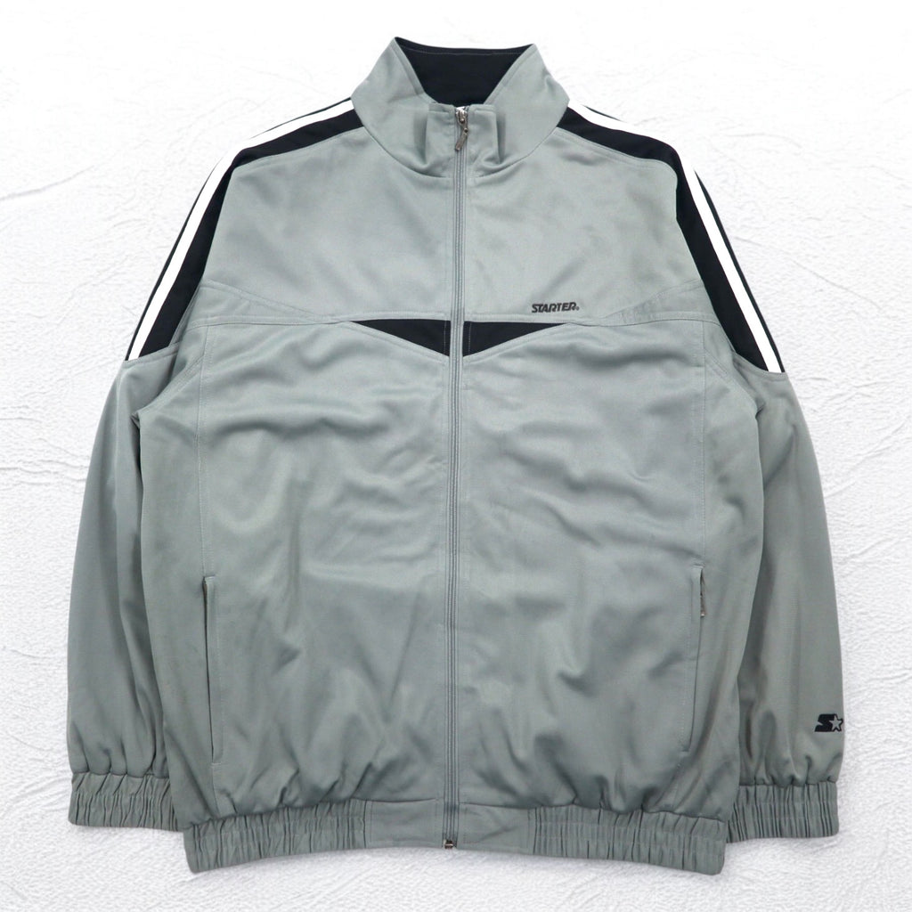 STARTER 90s Track Jacket Jersey XL Gray Side Line Stand Collar High Neck