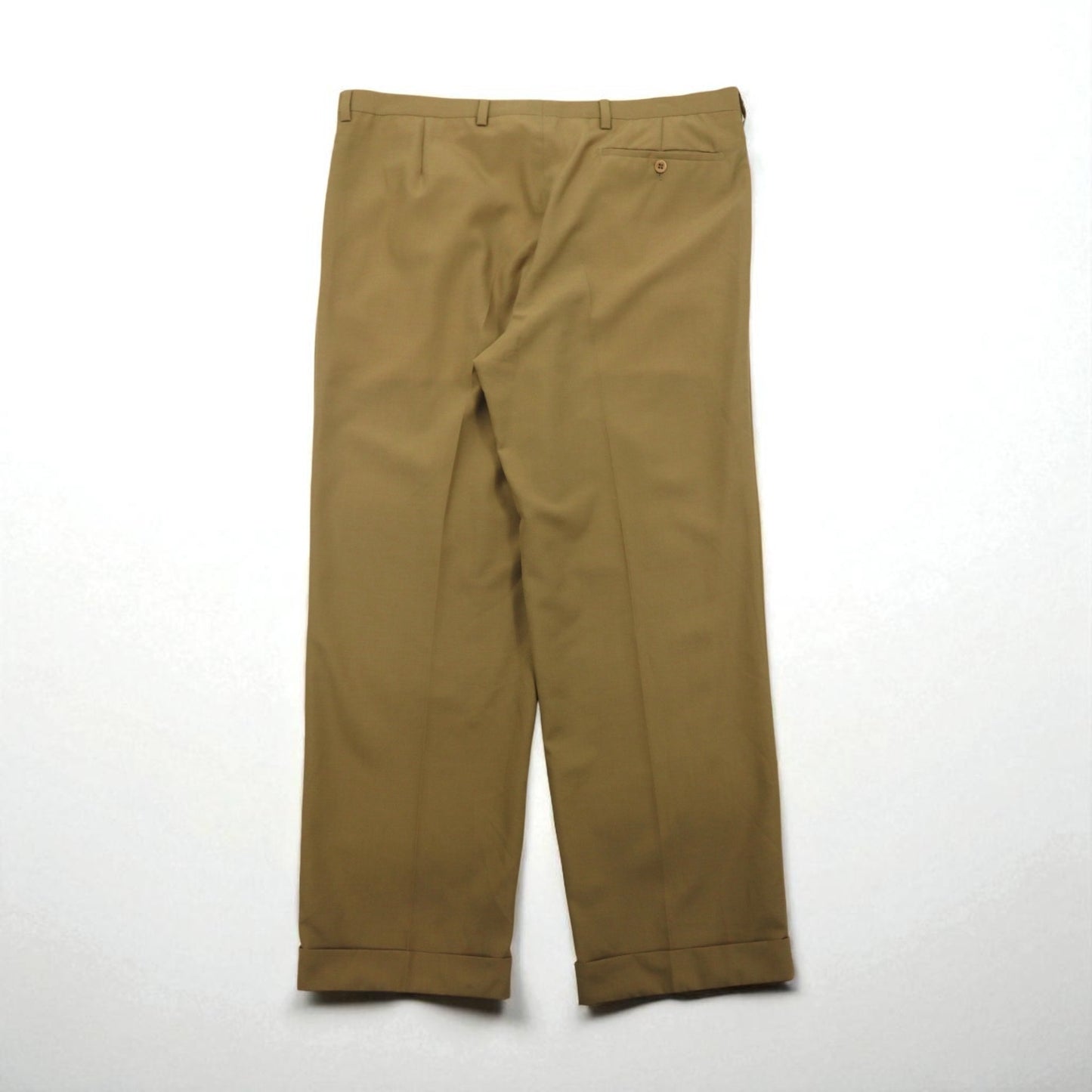 BURBERRY スペイン製 2タック ワイド スラックス パンツ XL ベージュ ウール プリーツ ダブル