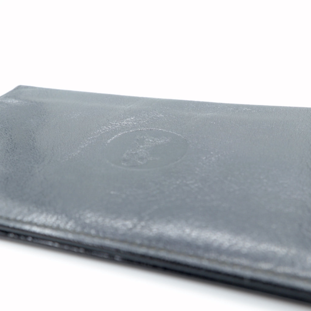 CELINE Long Wallet Billfold Black Leather Carriage Logo Engraved Old Made in Italy