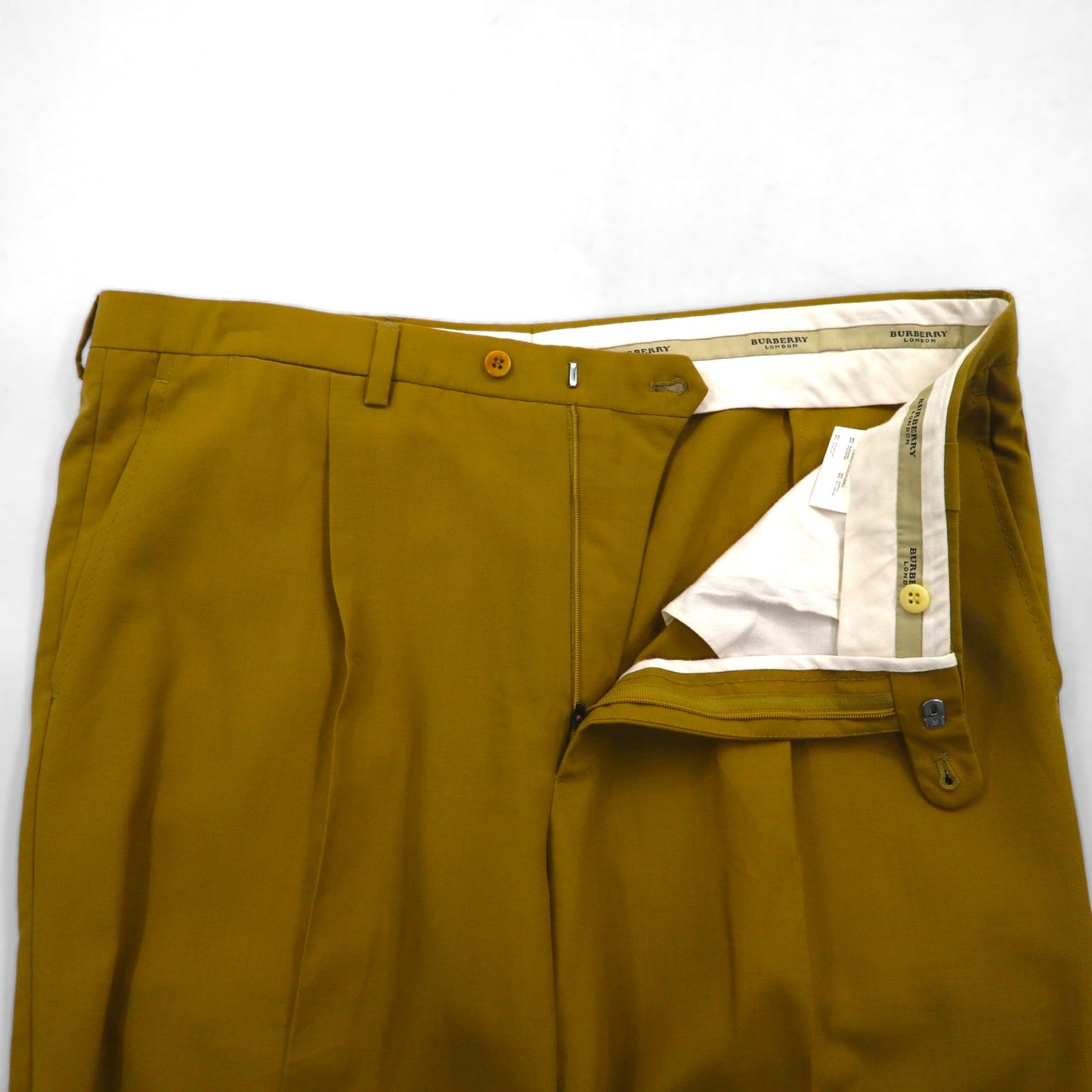 BURBERRY スペイン製 2タック ワイド スラックス パンツ XL ベージュ ウール プリーツ ダブル