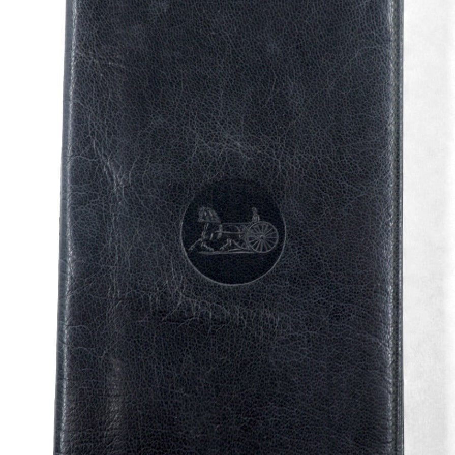 CELINE Long Wallet Billfold Black Leather Carriage Logo Engraved Old Made in Italy
