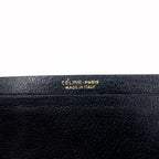CELINE Long Wallet Billfold Black Leather Carriage Logo Engraved Old Made in Italy