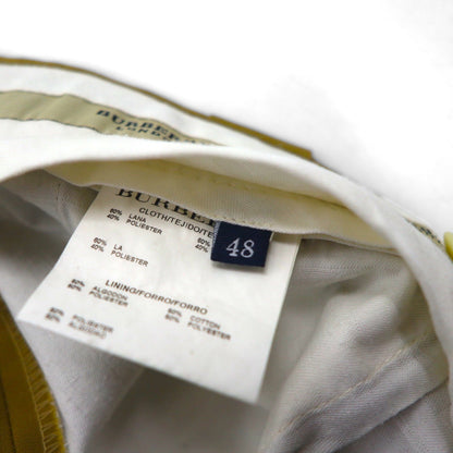 BURBERRY スペイン製 2タック ワイド スラックス パンツ XL ベージュ ウール プリーツ ダブル