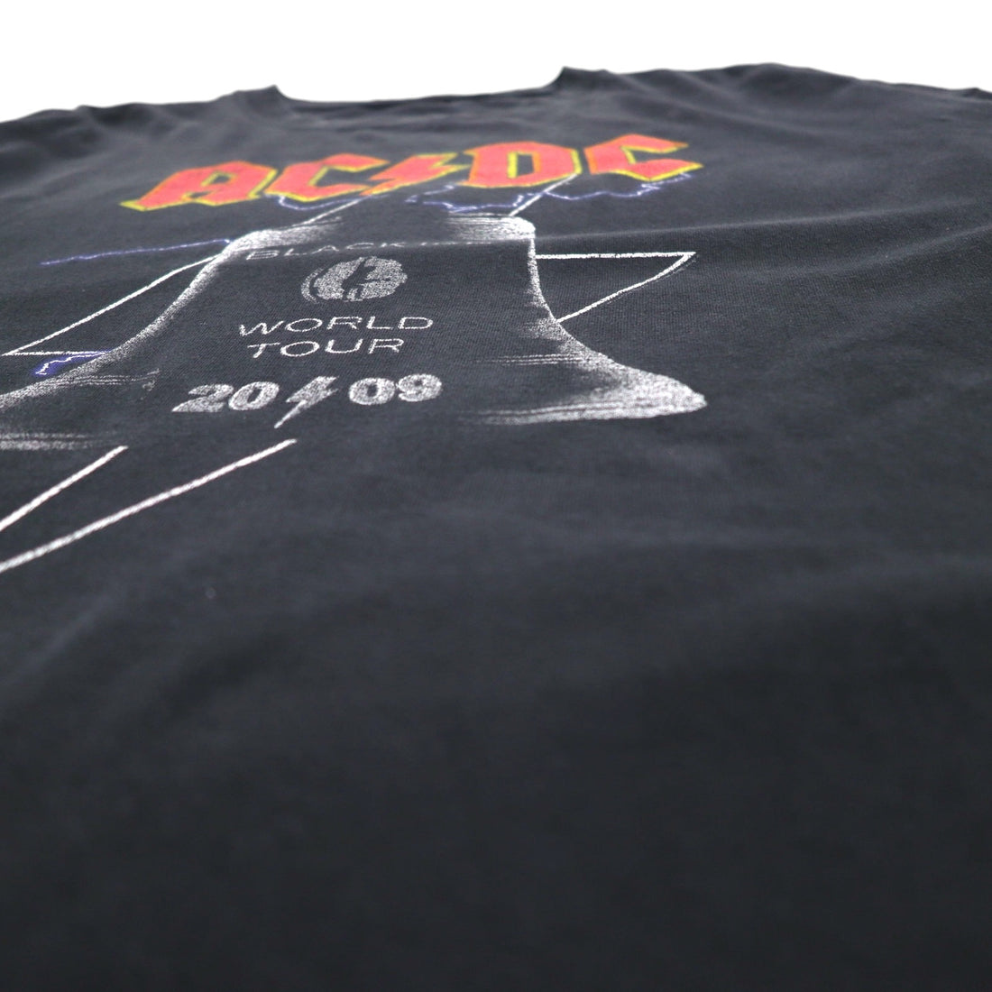 AC/DC Rock Band T-Shirt XL Black Cotton BLACK ICE Tour Double Sided Print