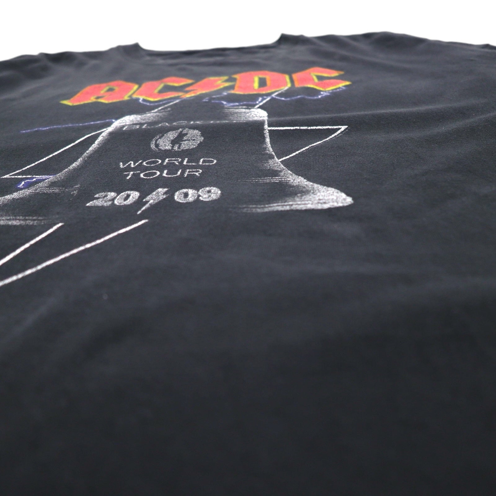 AC/DC ロック バンド Tシャツ XL ブラック コットン BLACK ICE ツアー 両面プリント