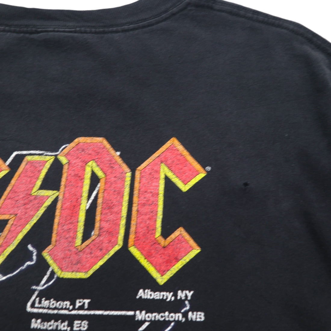 AC/DC Rock Band T-Shirt XL Black Cotton BLACK ICE Tour Double Sided Print