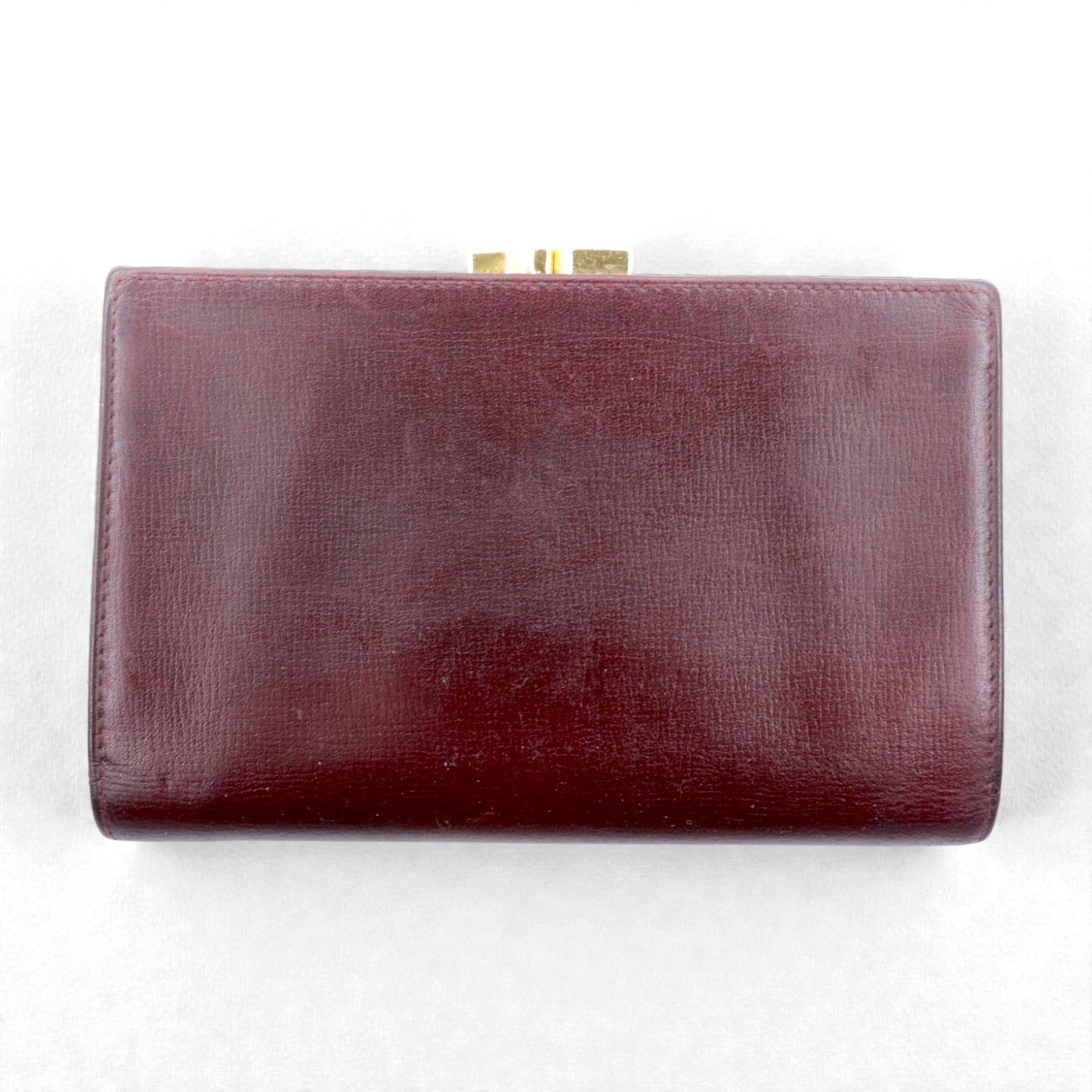 Cartier マストライン がま口 3つ折り財布 ボルドー レザー オールド