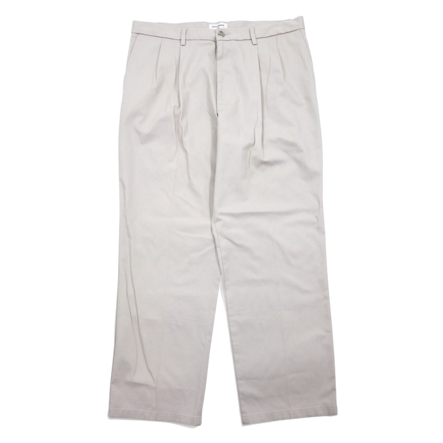 DOCKERS タック ワイド チノパンツ 36 ベージュ コットン CLASSIC FIT センタープレス