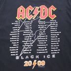 AC/DC ロック バンド Tシャツ XL ブラック コットン BLACK ICE ツアー 両面プリント