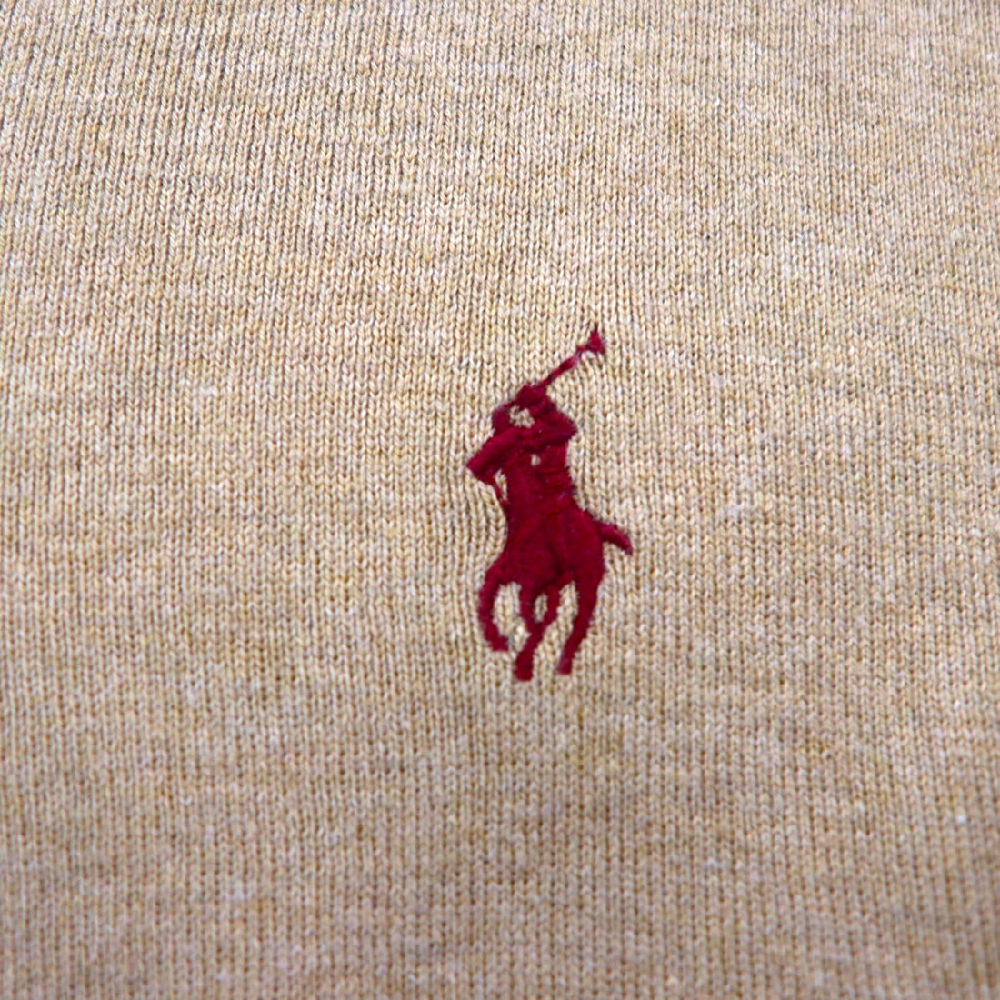 Polo Ralph Lauren 90年代 Vネック ピマコットン ニット セーター L ベージュ スモールポニー刺繡