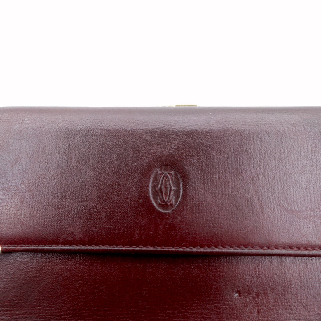 Cartier Mustline Clasp Trifold Wallet Bordeaux Leather Old