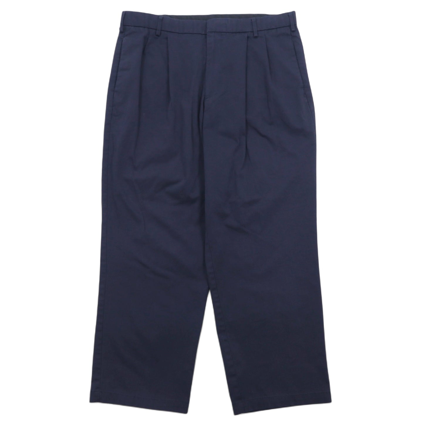 DOCKERS タック ワイド チノパンツ 36 ネイビー コットン PLEATED RELAXED FIT