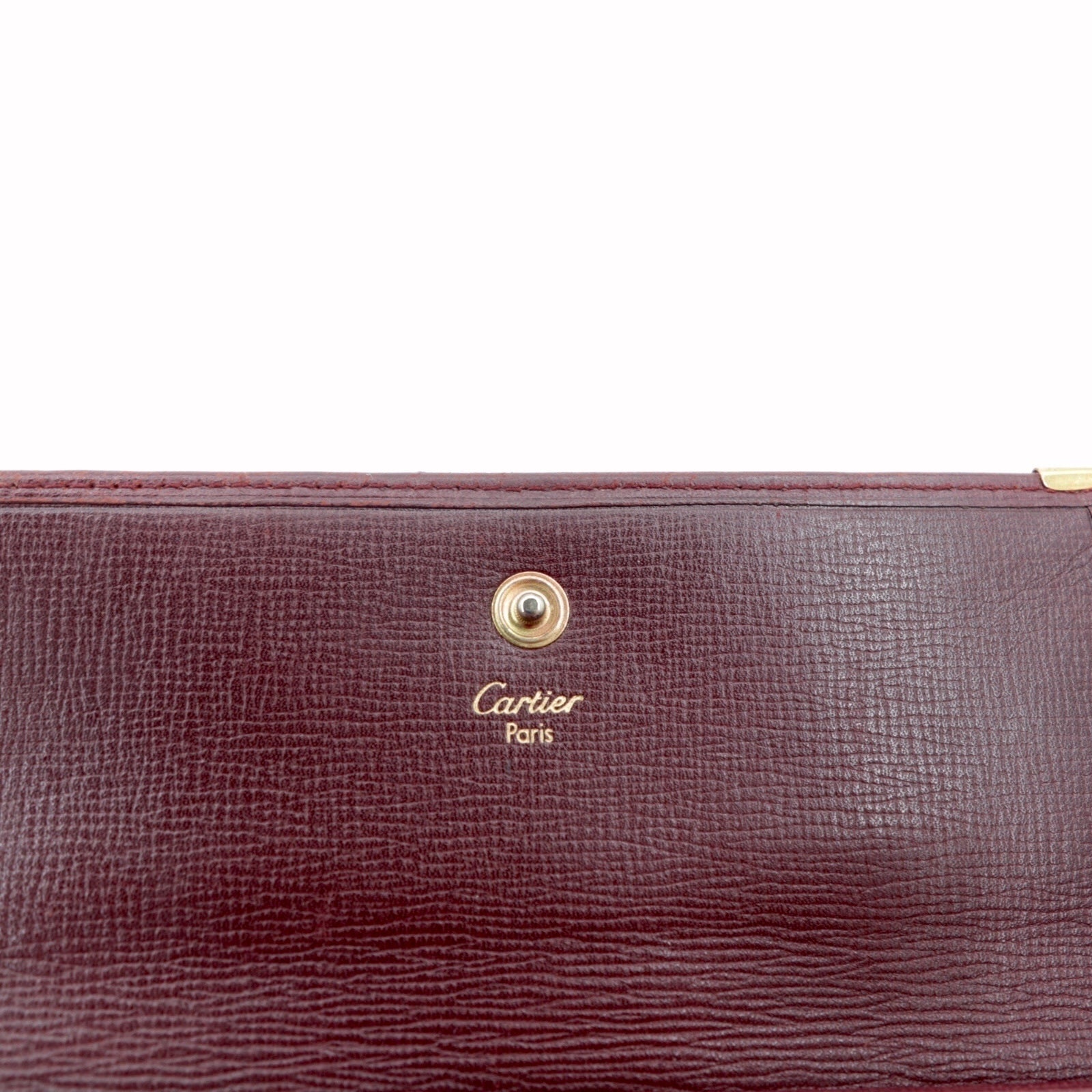Cartier Mustline Clasp Trifold Wallet Bordeaux Leather Old