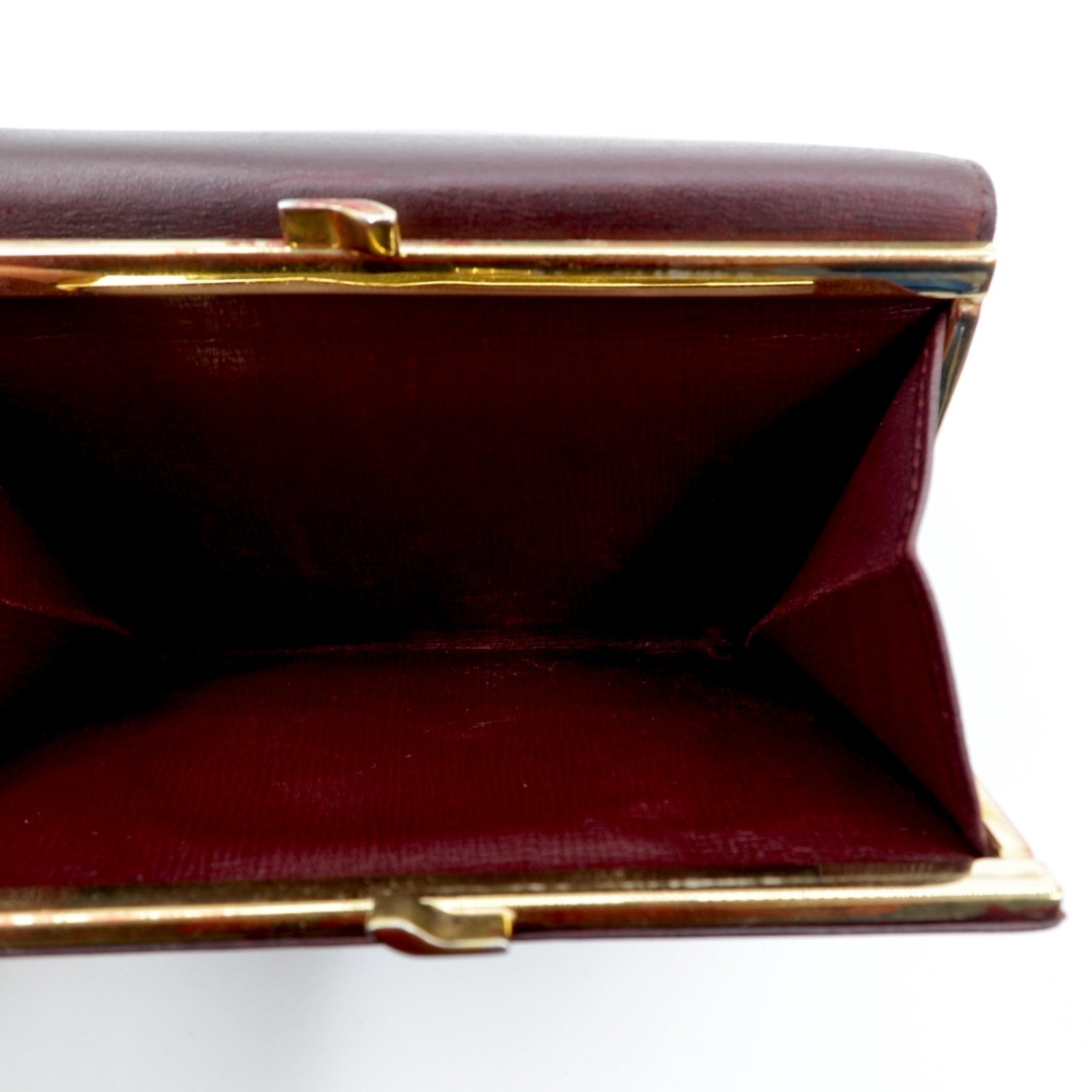 Cartier Mustline Clasp Trifold Wallet Bordeaux Leather Old